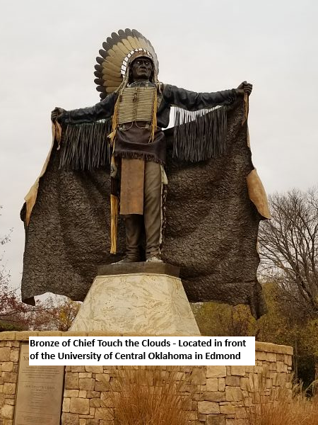 Bronze of Chief Touch the Clouds, located in Edmond, Oklahoma